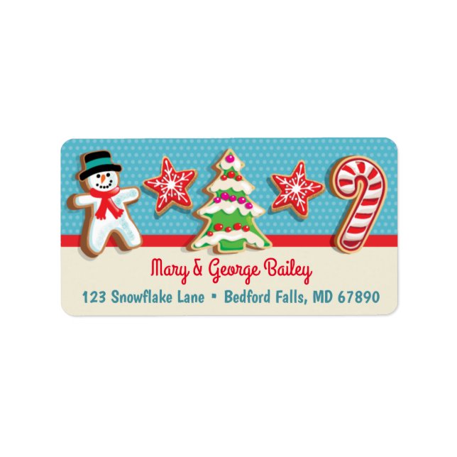 Cookies de Noël Carte de Noël Étiquettes de adress (Devant)