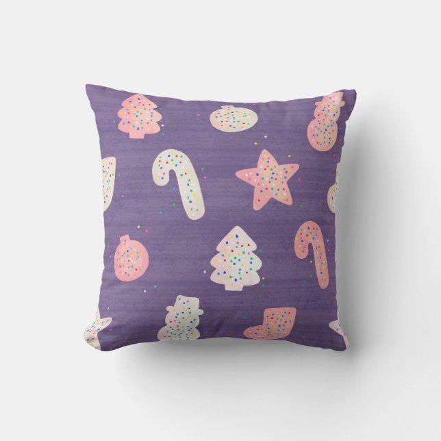 Cookies de Noël Oreiller à lancer violet (Recto)