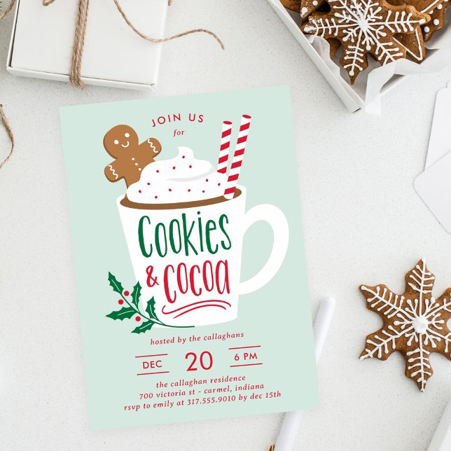Cookies et cacao Fête de Noël Invitation (Créateur téléchargé)