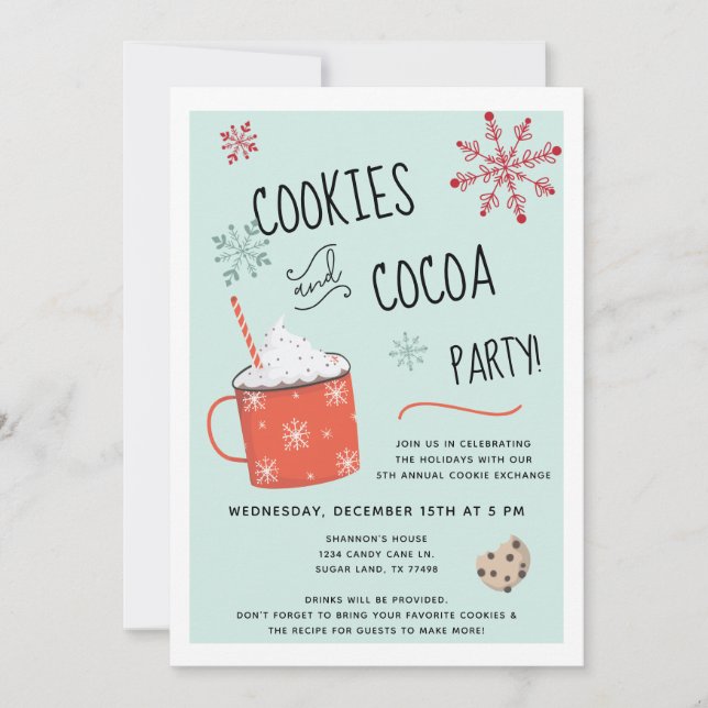Cookies et cacao Fête Invitation (Devant)