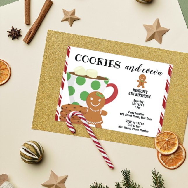 Cookies et cacao Noël Anniversaire Invitation (Créateur téléchargé)
