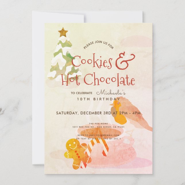 Cookies et chocolat chaud hiver Invitation d'anniv (Devant)