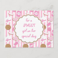 Cookies et Lait Rose Girls Anniversaire Carte post