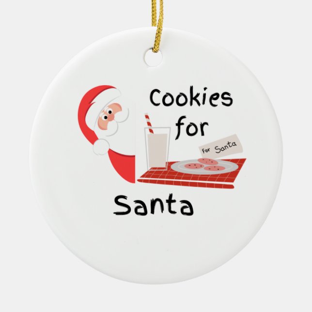 Cookies für den Weihnachtsmann mit dem Weihnachtsm Keramik Ornament (Vorne)