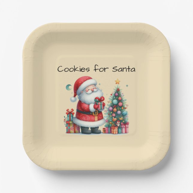 Cookies für den Weihnachtsmann Pappteller (Vorderseite)
