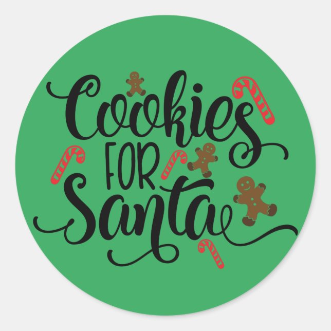 Cookies für den Weihnachtsmann Runder Aufkleber (Vorderseite)