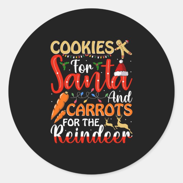 Cookies für den Weihnachtsmann und Karotten für de Runder Aufkleber (Vorderseite)