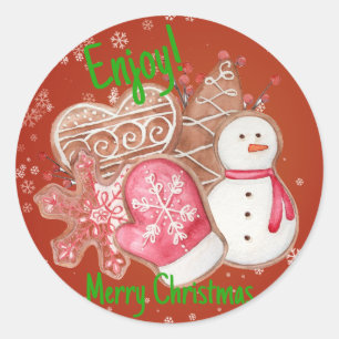 Cookies Genießen frohe Weihnachten personalisiertS Runder Aufkleber