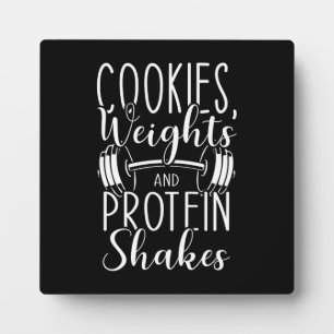 Cookies, Gewichte und Eiweißshakes, sonniger Fitne Fotoplatte