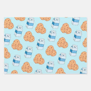 Cookies in Milk Blue White Pink Muster Geschenkpapier Set