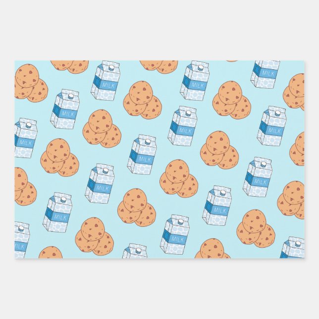 Cookies in Milk Blue White Pink Muster Geschenkpapier Set (Vorderseite)