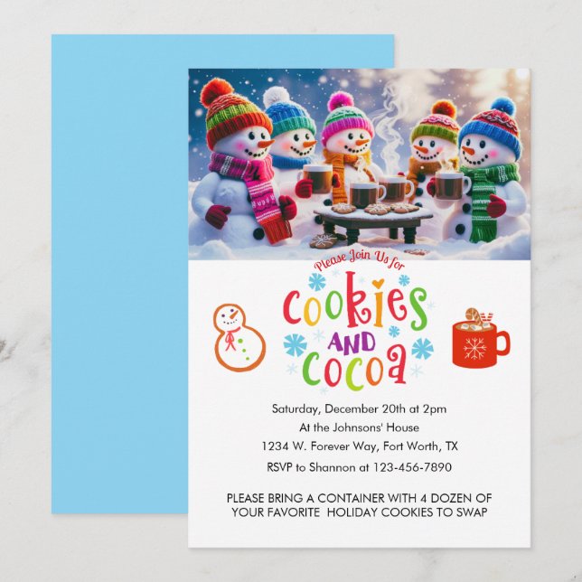 Cookies & Kakao-Cookie-Austausch Personalisiert Einladung (Vorne/Hinten)