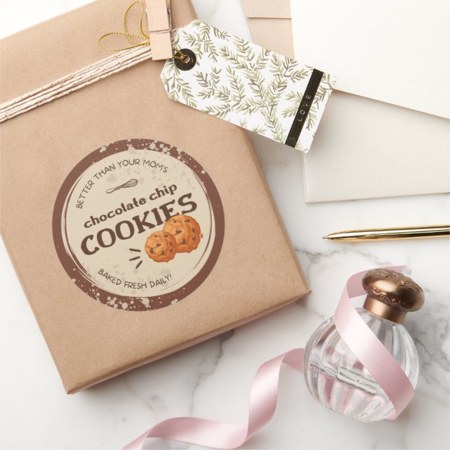 Cookies Label Circle Aufkleber in Braun Rustikal (Schenken)