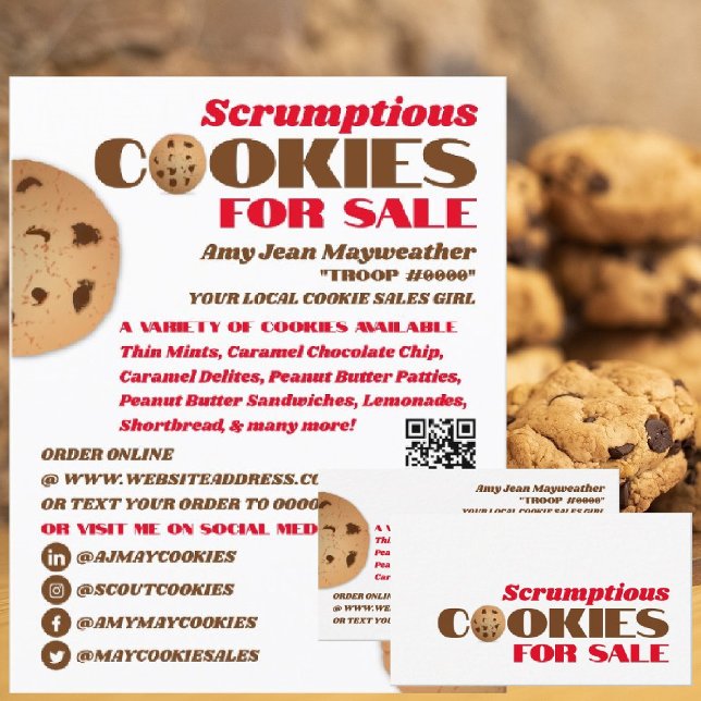 Cookies Logo, Cookie Sales Fundraising-Karte Visitenkarte (Von Creator hochgeladen)