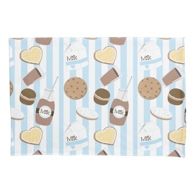 Cookies & Milk Blue Striping Boys Kissenbezug (Vorderseite)