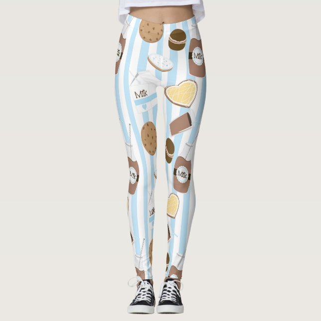 Cookies & Milk Blue Striping Muster Leggings (Vorderseite)