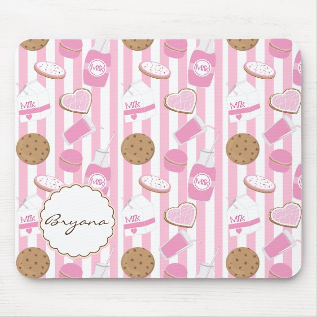 Cookies & Milk Pink Bäckerei Niedlich Computer Mau Mousepad (Vorne)