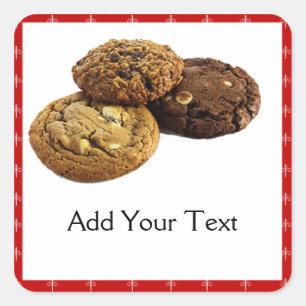 Cookies und andere köstliche Desserts auf Rot Quadratischer Aufkleber