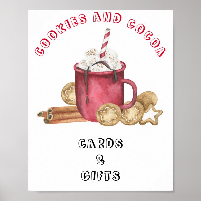 Cookies und Kakao - Karten und Geschenke Babydusch Poster (Vorne)