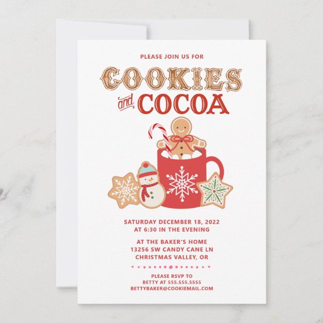 Cookies und Kakao | Lebkuchen | PARTY EINLADUNG (Vorderseite)