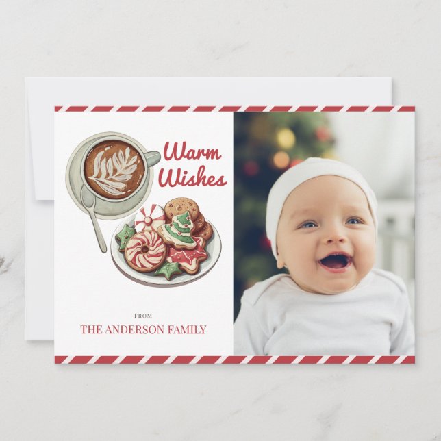 Cookies und Kakao Rote Weihnachtskarte Weihnachten (Vorderseite)