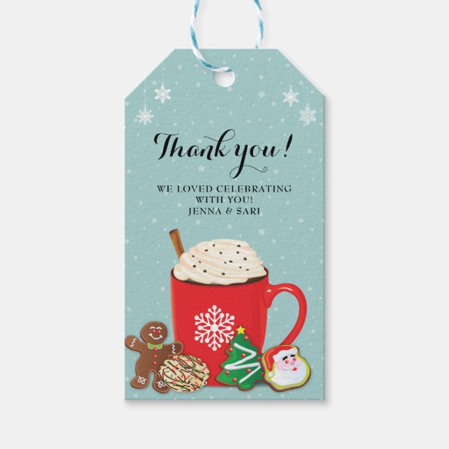 Cookies und Kakao Weihnachtsfeier Dank Geschenkanhänger (Vorderseite)