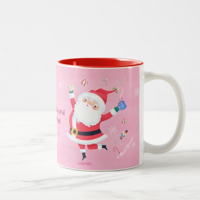 Cookies und Kakao-Zeit Niedlich Santa Zweifarbige Tasse (Rechts)