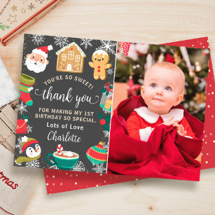 Cookies und Kakaoschnee Weihnachten Geburtstag Fot Dankeskarte