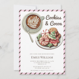 Cookies und Kakaowärme Pastellfarben Pink Babydusc Einladung