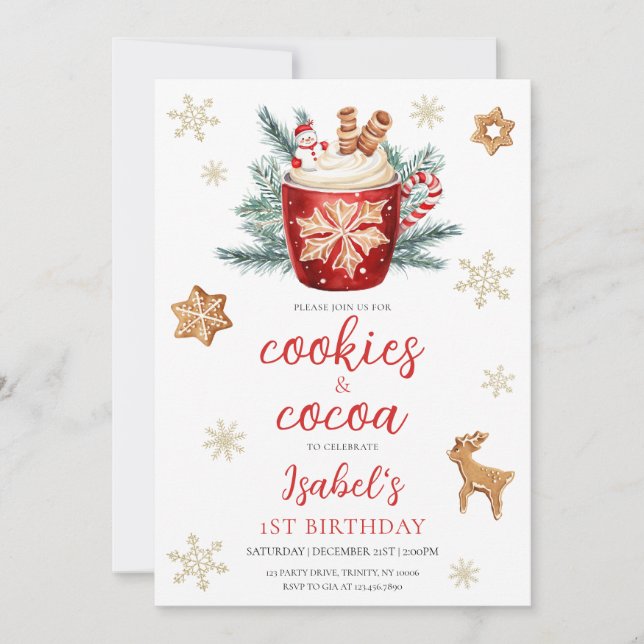 Cookies und Kakaoweihnachtsfeier Einladung (Vorderseite)