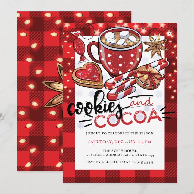 Cookies und Kakaoweihnachtsgebäck Einladung (Vorne/Hinten)