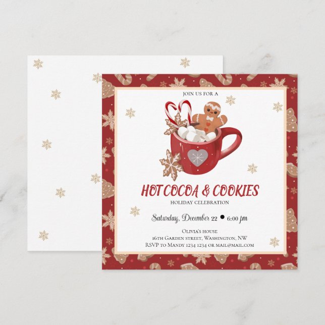 Cookies und Kakaoweihnachtsgebäck Einladung (Vorne/Hinten)