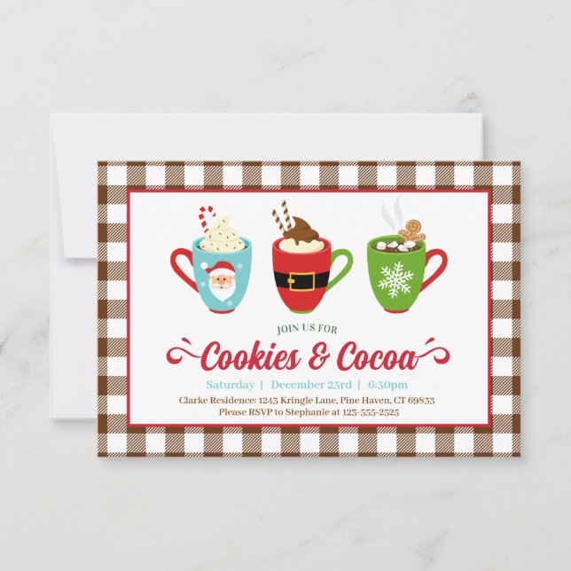 Cookies und Kakaoweihnachtsgebäck-Party Einladung (Vorderseite)