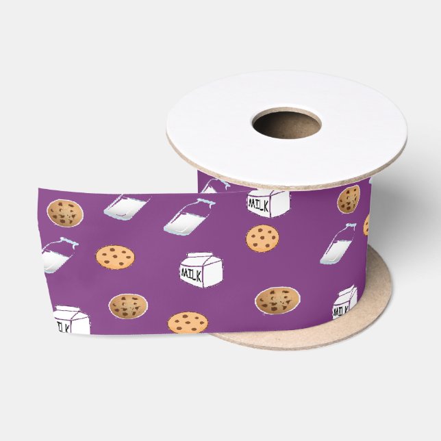 Cookies und Milch auf lila Satinband (Spule)