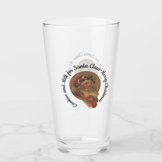 Cookies und Milch für den Weihnachtsmann - Frohe W Glas (Vorderseite)