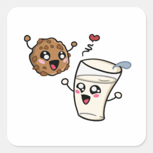 Cookies und Milch Quadratischer Aufkleber