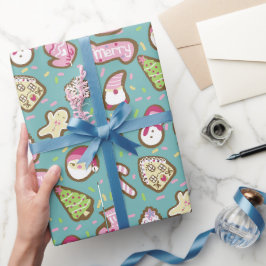 Cookies Weihnachten Türkis Geschenkpapier