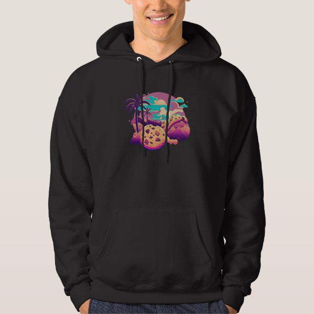 Cookies with Glitched 80s Synthwave Aesthetic Hoodie (Vorderseite)