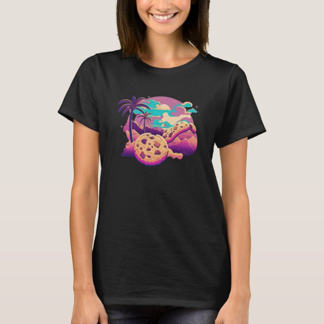 Cookies with Glitched 80s Synthwave Aesthetic T-Shirt (Vorderseite)