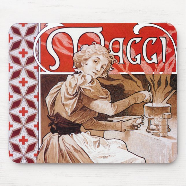 Cooking, Alphonse Mucha Mousepad (Vorne)