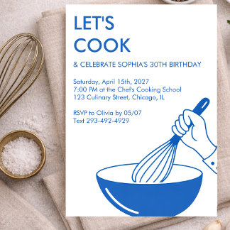Cooking Birthday Party Chef Foodie Culinary Modern Einladung