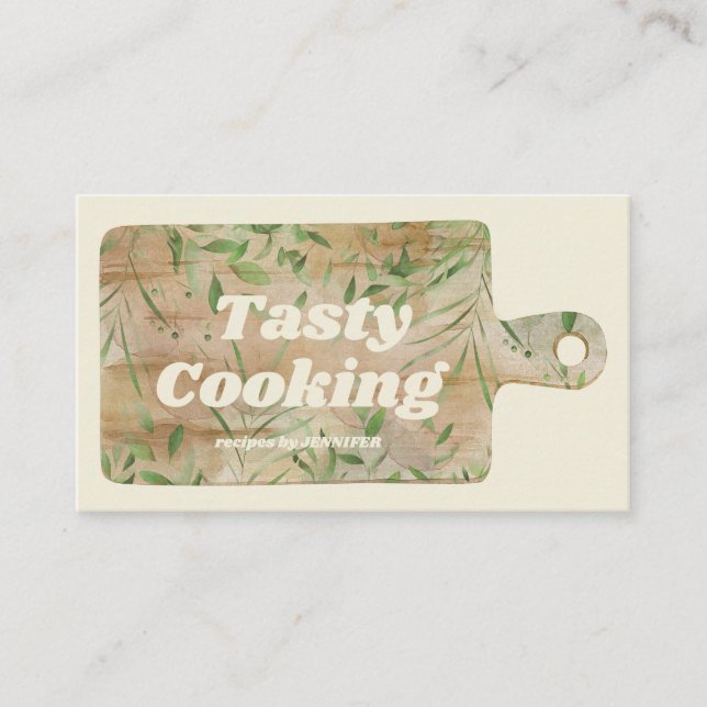 Cooking-Blog Cutting Board Koch Vanille Elfenbein Visitenkarte (Vorderseite)