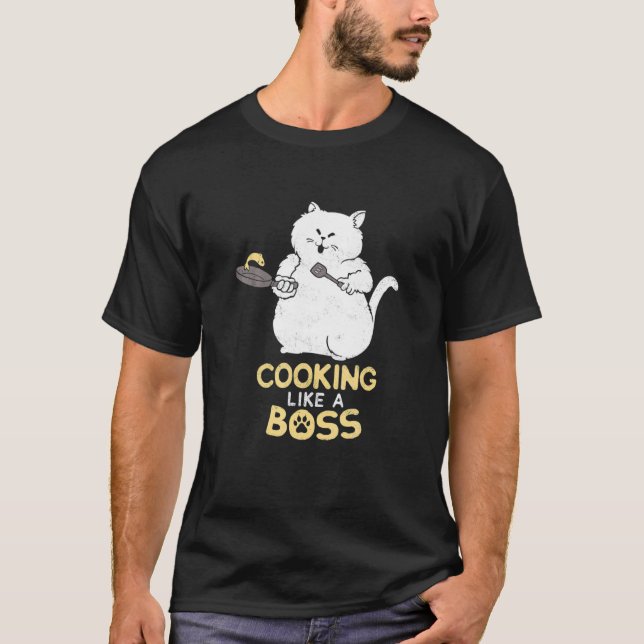 Cooking Cat Cooking Like A Boss T-Shirt (Vorderseite)