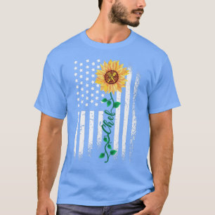 Cooking Cook Usa American Flag Sunflower Kitchen C T-Shirt