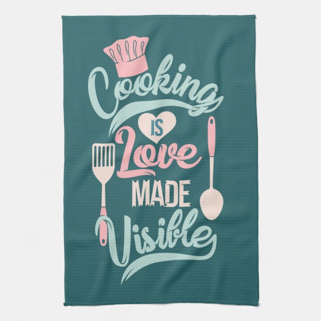 Cooking is Love Made Vue Geschirrtuch (Vertikal)