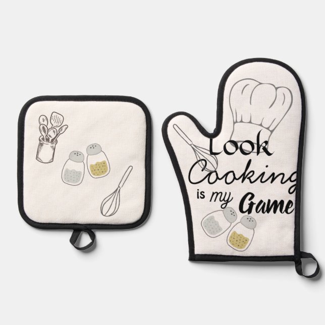 Cooking is my Game Ofenhandschuh & Topflappen-Set (Vorderseite)