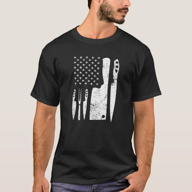 Cooking Koch Geschenke T-Shirts Koch Knife Patriot (Vorderseite)