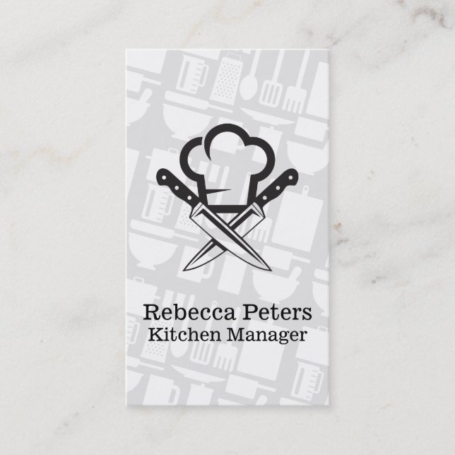 Cooking-Logo | Küche Utensils Visitenkarte (Vorderseite)