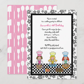 Cooking Party Girls Backen Kindergeburtstag Einladung