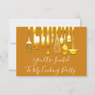 Cooking Party Koch Golden Kitchen Gold Honey Einladung